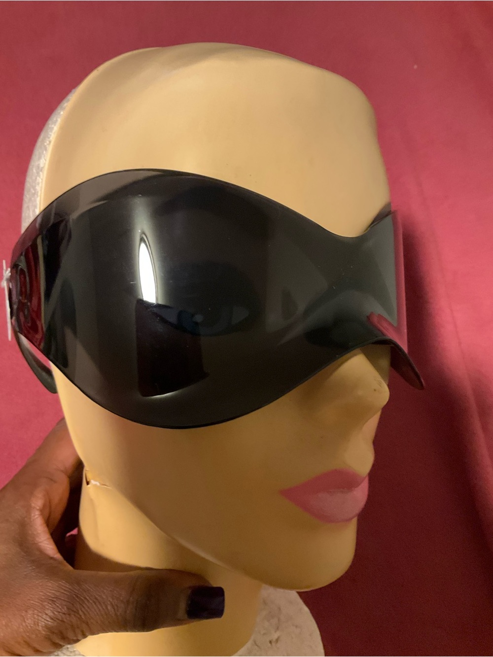 Dolls Kill Black Futuristic Shield Visor Sunglasses